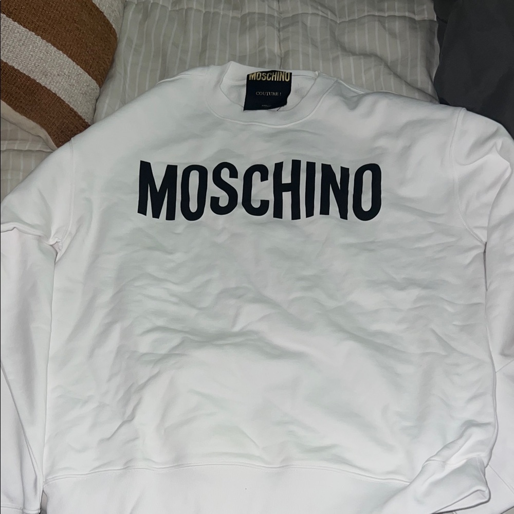 Moschino White Crewneck Sweater for Men